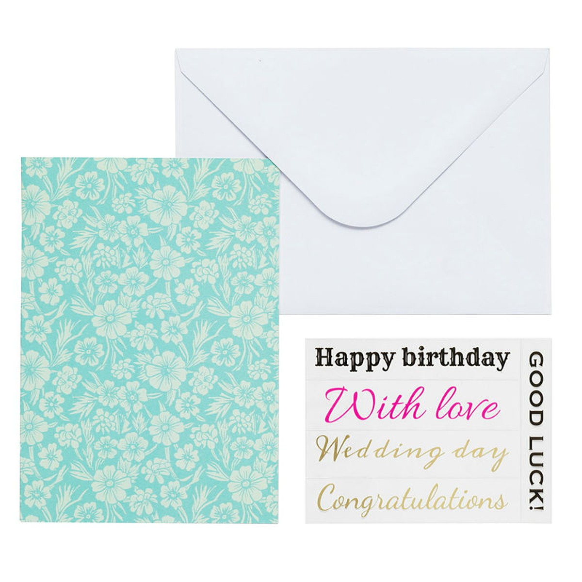 Wenskaart set - A5 - blauwe bloemen