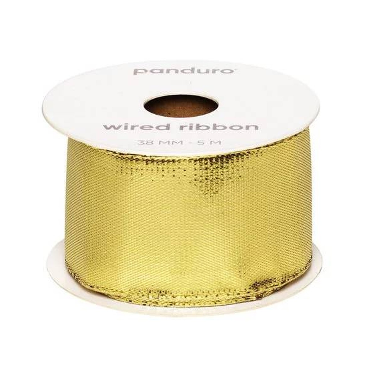 Satijnlint met ijzerdraad - 38 mm - goud