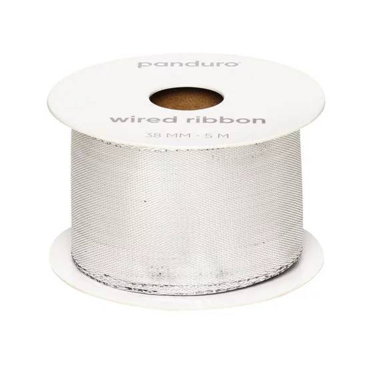 Satijnlint met ijzerdraad - 38 mm - zilver