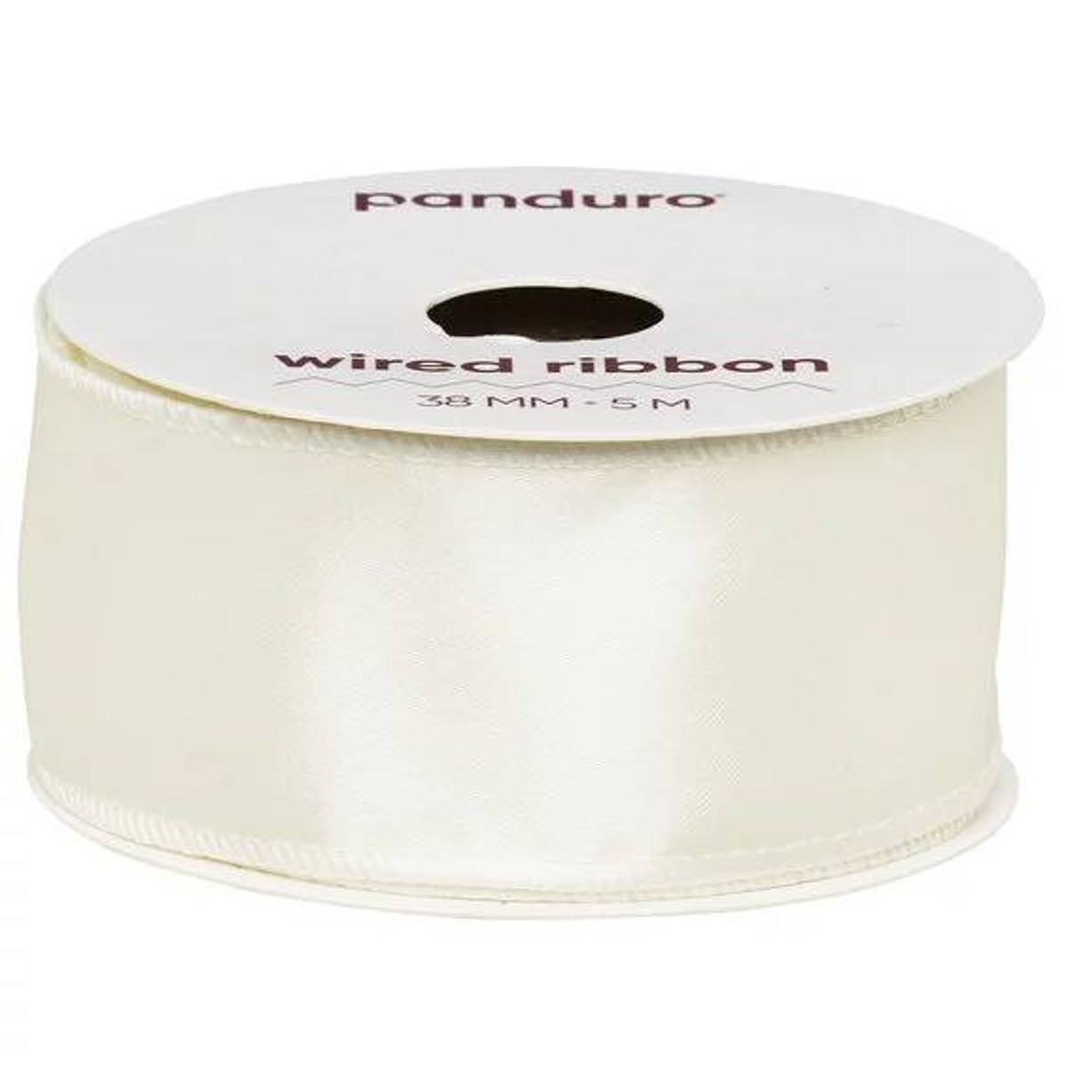 Satijnlint met ijzerdraad - 38 mm - crème