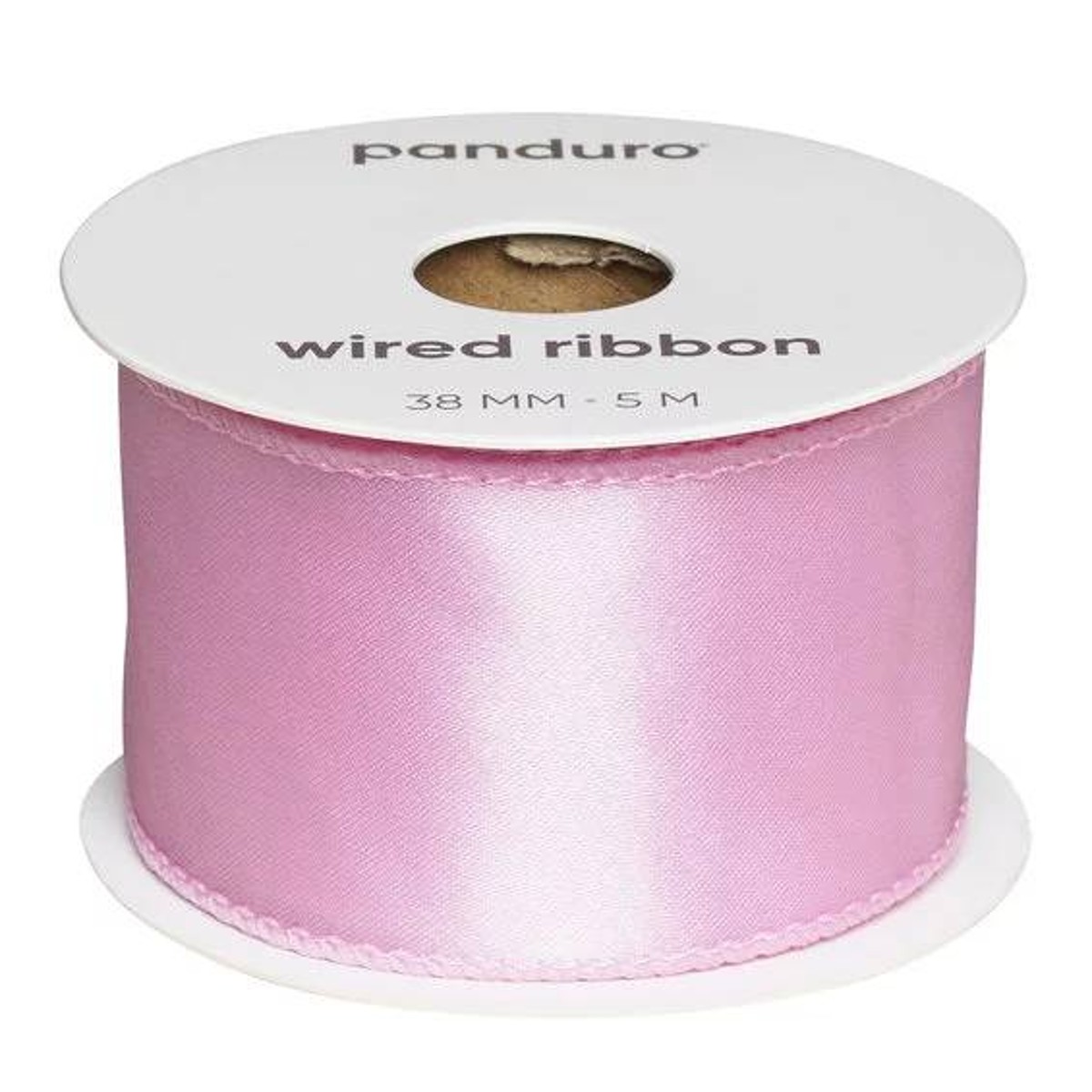 Satijnlint met ijzerdraad - 38 mm - roze