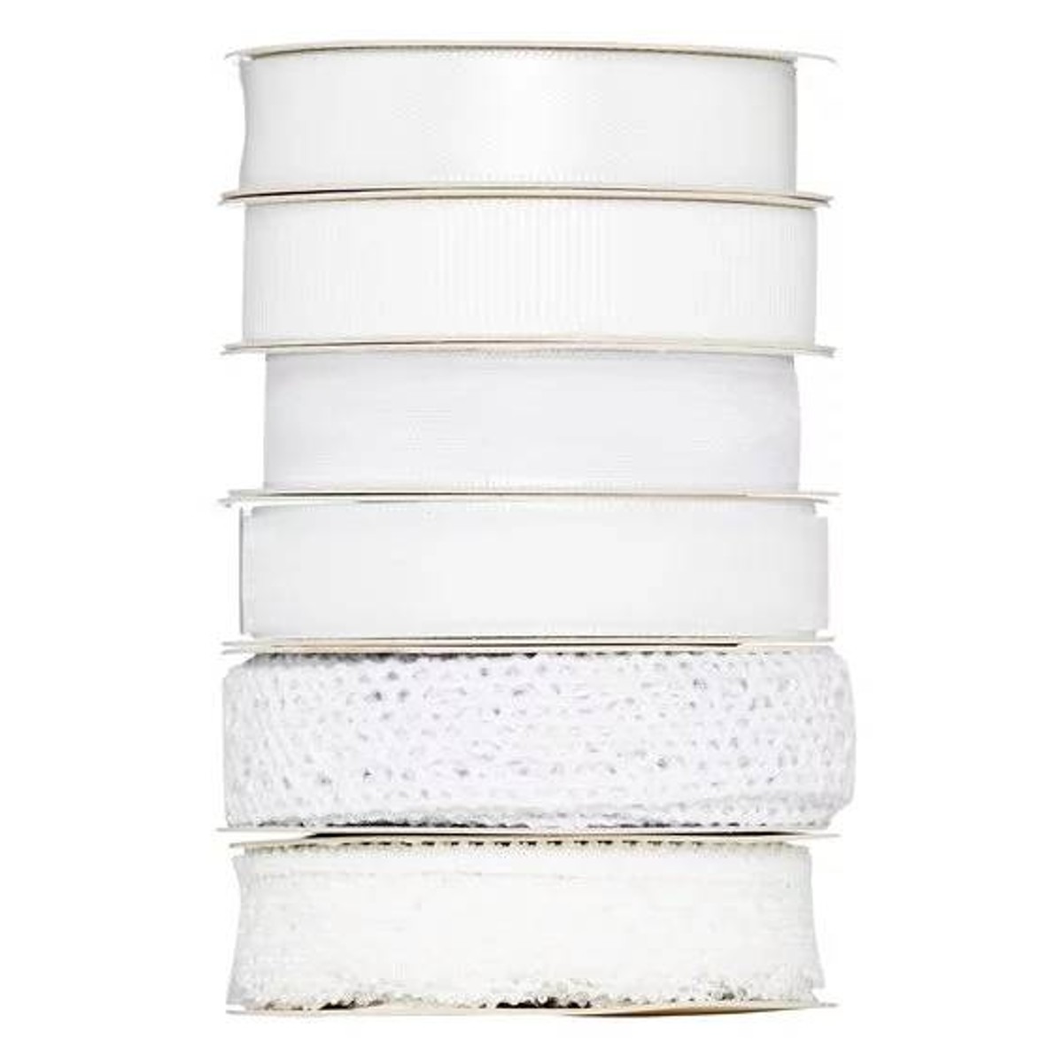 Mix van 6 linten - 12 mm - wit