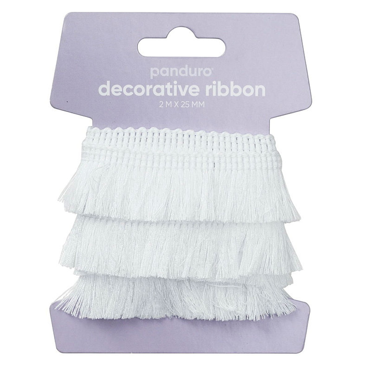 Decoratief franjelint - 25 mm - wit