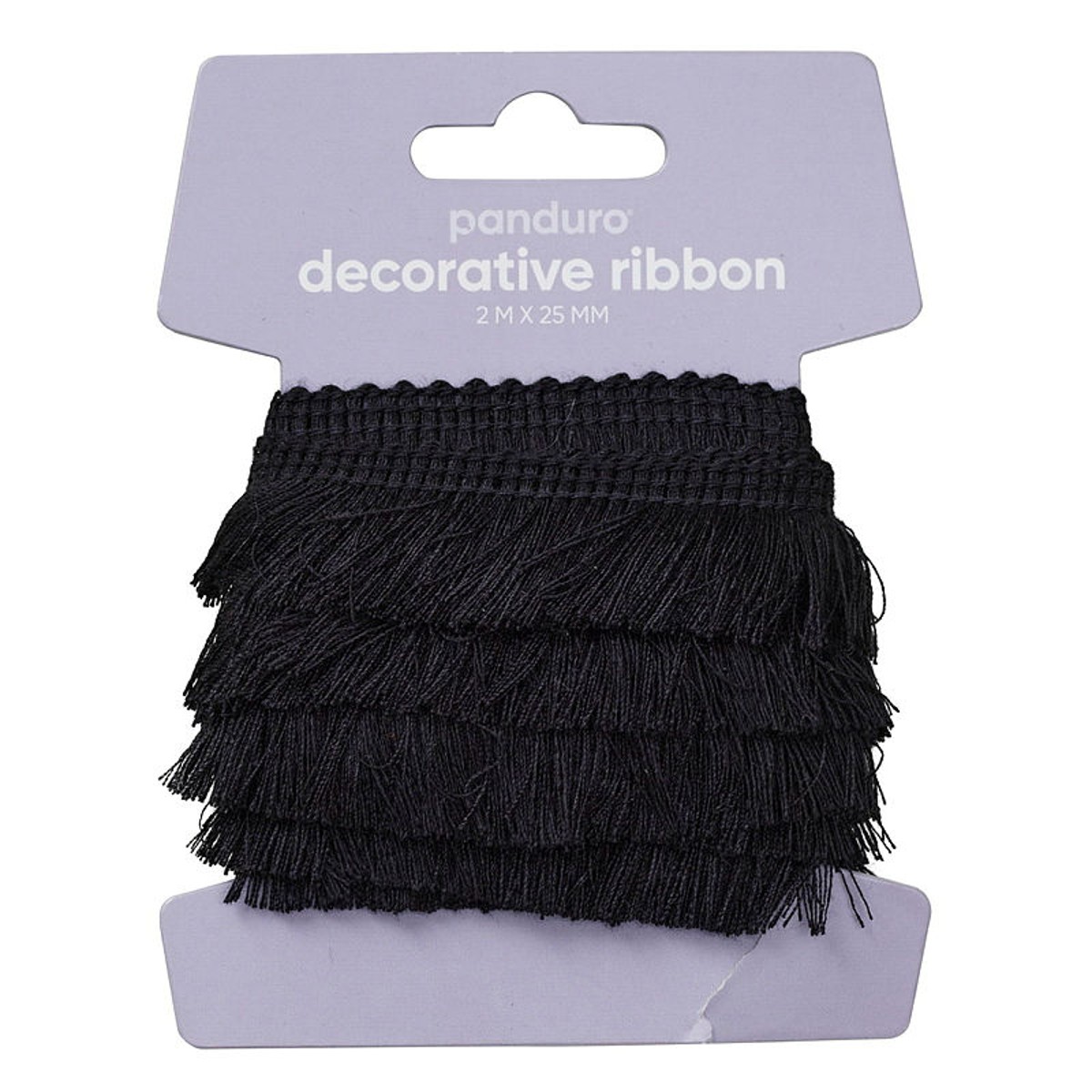 Decoratief franjelint - 25 mm - zwart