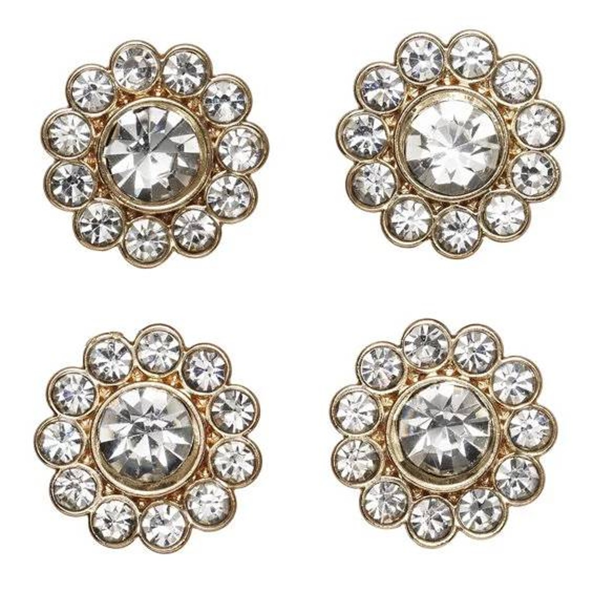 Strass knopen - 15 mm - 4 stuks - goudkleurig