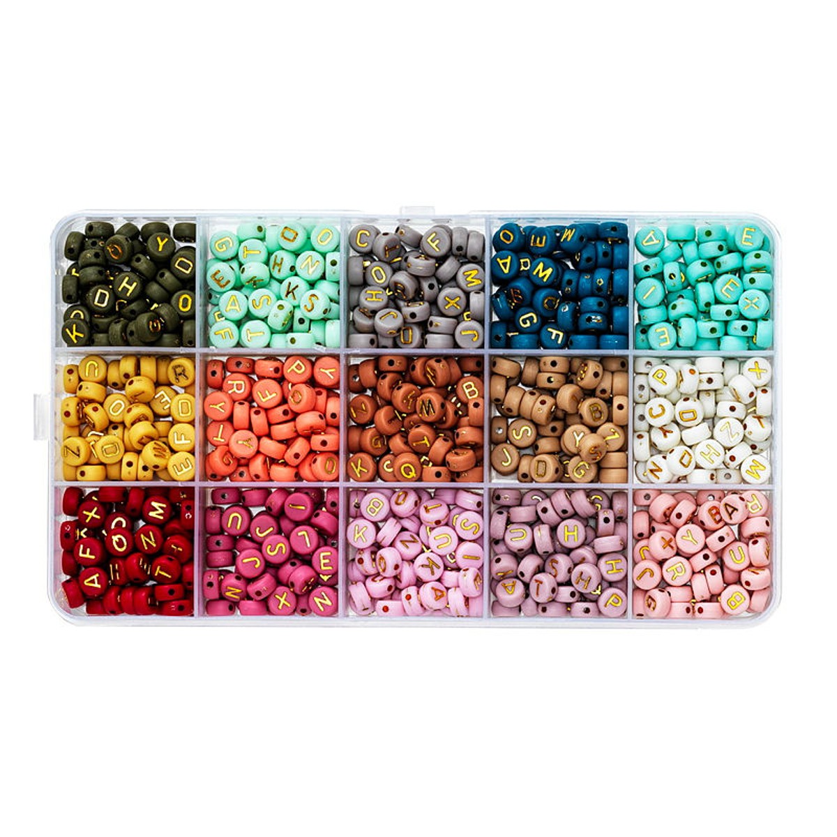 Kralenmix - letters - 15 kleuren