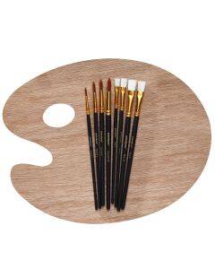 Houten palet met 8 penselen