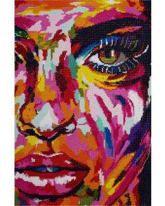 Diamond painting kit - 40x60 cm - kleurrijk gezicht