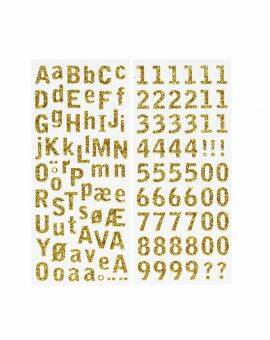 Stickers - letters en cijfers - glitter goud