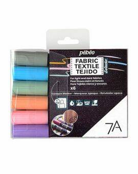 Pebeo textielmarkers - 6 stuks - pastel