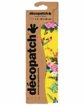 Décopatch - 30x40 cm - 3 vellen - geel met bloemen