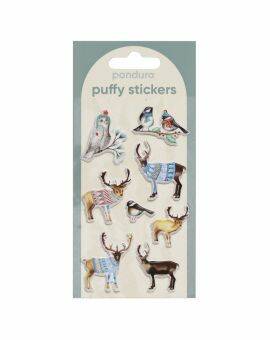 Puffy stickers - 8 stuks - raindeer & birds