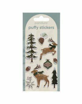 Puffy stickers - 9 stuks - raindeer & trees