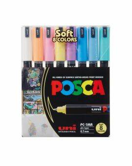 POSCA acrylmarker set - ultrafijn PC-1MR - pastel - 8 stuks