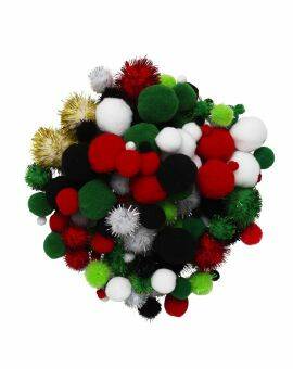 Pompon mix - 150 stuks - Kerst