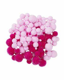 Pompon mix - 150 stuks - roze