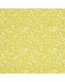 Stof katoen - 50x70 cm - bloemen geel