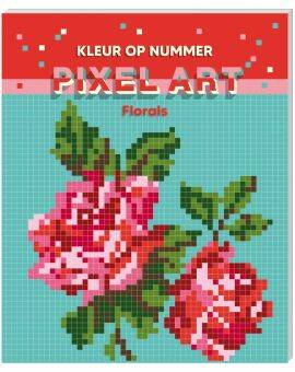Kleurboek - kleur op nummer - Pixel art Florals