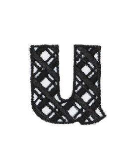 Iron-on letter U zwart/wit