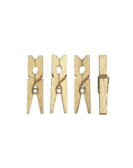 Mini wasknijpers - 48 stuks - goudkleurig