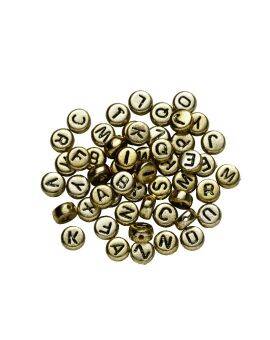 Kralenmix - letters - goudkleurig