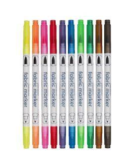 Textielstiften set - twin brush - 10 stuks