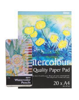 Aquarel potloden set met papier