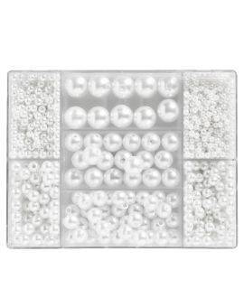 Kralenmix - acryl - witte parels