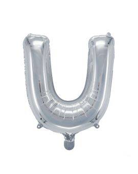 Letterballon zilverkleurig - 32 cm - U