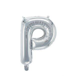 Letterballon zilverkleurig - 32 cm - P