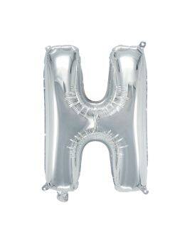 Letterballon zilverkleurig - 32 cm - H