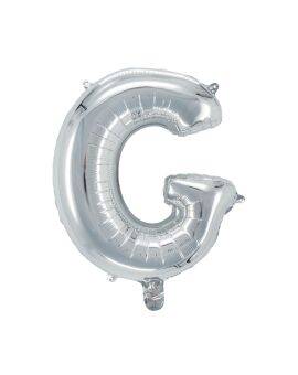 Letterballon zilverkleurig - 32 cm - G