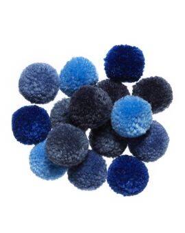 Pompons - 15 stuks - blauw