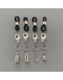 Brillenkoord accessoireset - zilverkleurig