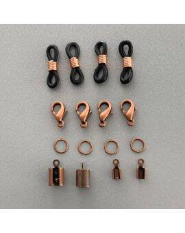 Brillenkoord accessoireset - koperkleurig