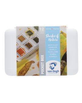 van Gogh aquarelverf pocket box - 12 halve napjes - natuurtinten