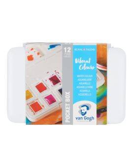 van Gogh aquarelverf pocket box - 12 halve napjes - felle tinten