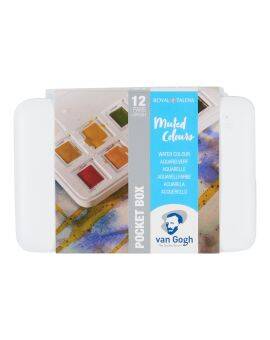 van Gogh aquarelverf pocketbox - 12 halve napjes - gedempte tinten