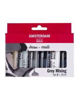 Amsterdam acrylverf set - 6 stuks - grijstinten