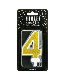 PartyDeco cijferkaars - glitter goud - 4