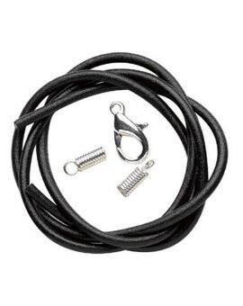Imitatieleren koord - 2 mm - 60 cm - zwart