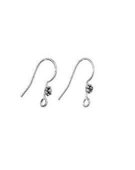 Oorhaakjes met bloem - 10 stuks - antiek zilverkleurig