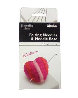 Set van 5 medium viltnaalden + viltmat
