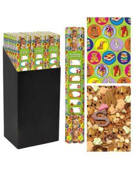 Cadeaupapier - 3 stuks + etiketten - Sinterklaas