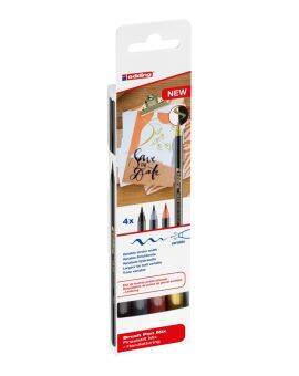 edding 1340 brush pen set - metallic - 4 stuks