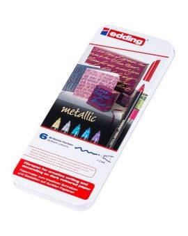 edding 1200 colour pen metallic set - 6 stuks