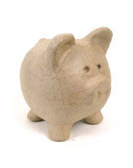 papiermaché - 12 cm spaarvarken klein