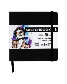 Darwi Sketch schetsboek - 14 x 14 cm - zwart