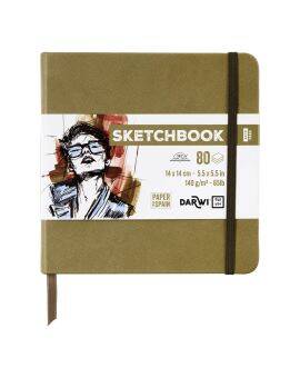 Darwi Sketch schetsboek - 14 x 14 cm - kaki