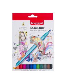 Bruynzeel Creatives - fineliners/brushpens - 12 stuks